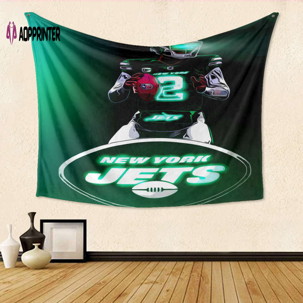 New York Jets Zach Wilson 02 Tapestry – Perfect Gift for Fans – 3D Full Printing New York Jets Zach Wilson 02 Tapestry – Perfect Gift for Fans – 3D Full Printing
