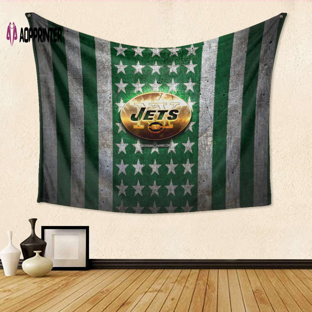 New York Jets American Flag v6 Tapestry – 3D Full Print Gift for Fan New York Jets American Flag v6 Tapestry – 3D Full Print Gift for Fan