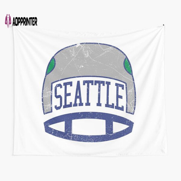 Seattle Retro Helmet White Tapestry Gifts For Fans Seattle Retro Helmet White Tapestry Gifts For Fans