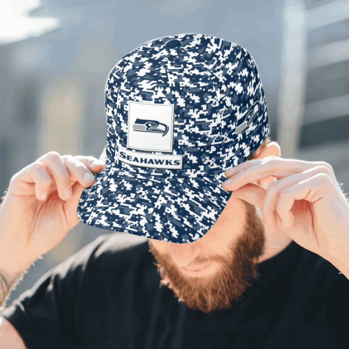 Seattle Seahawks Digital Camo AOP Classic Baseball Classic Cap Men Hat