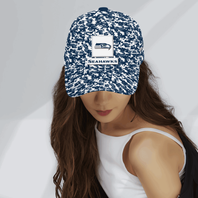 Seattle Seahawks Digital Camo AOP Classic Baseball Classic Cap Men Hat
