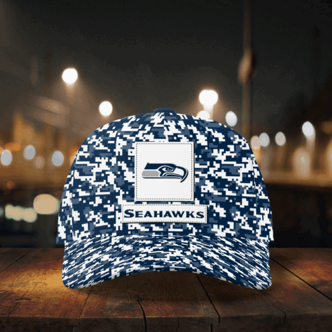 Seattle Seahawks Digital Camo AOP Classic Baseball Classic Cap Men Hat