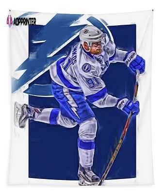Steven Stamkos Tampa Bay Lightning Oil Art Series 3 Joe Hamilton Tapestry Steven Stamkos Tampa Bay Lightning Oil Art Series 3 Joe Hamilton Tapestry