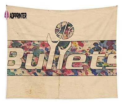 Washington Bullets Retro Poster Florian Rodarte Tapestry Washington Bullets Retro Poster Florian Rodarte Tapestry