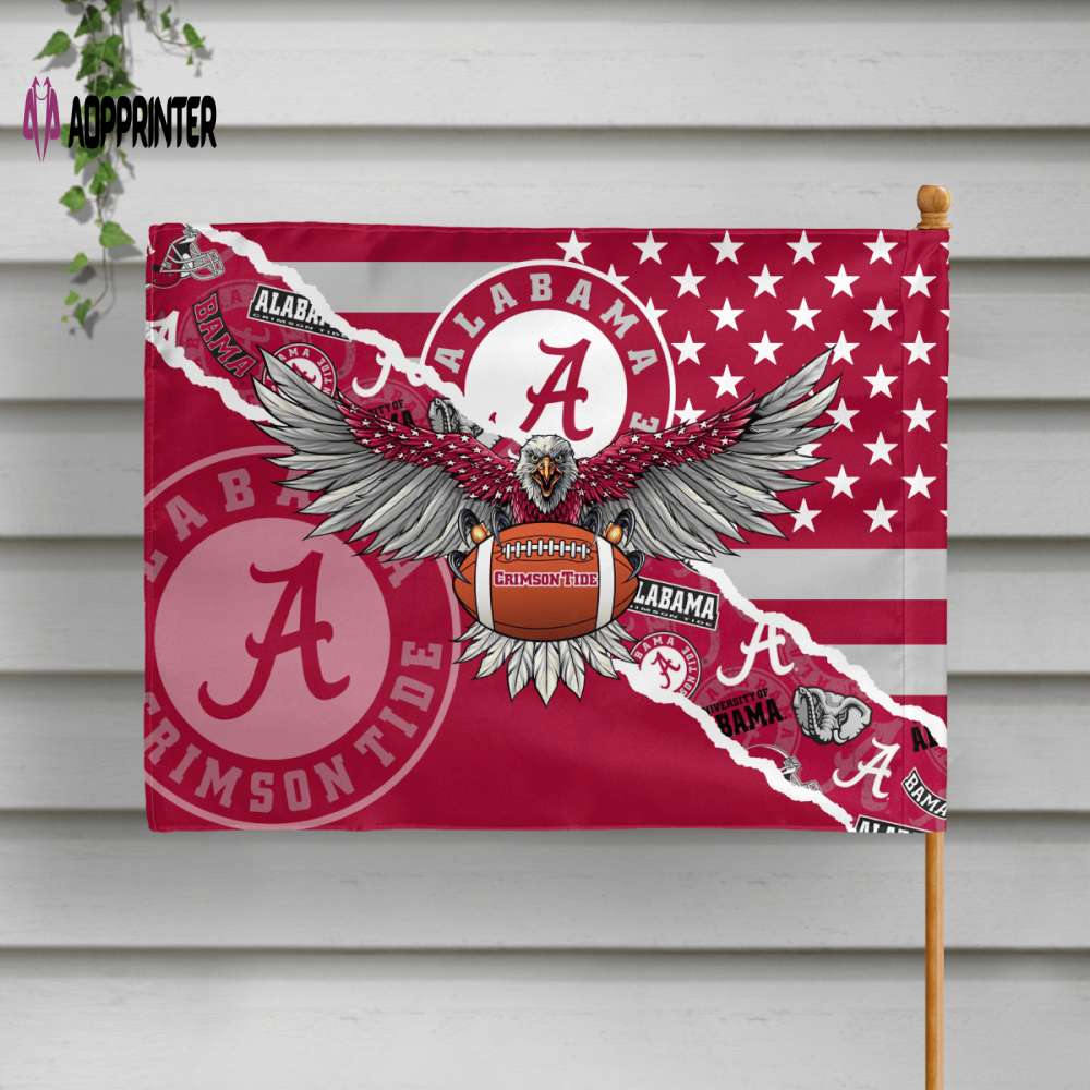 Alabama Crimson Tide American Landscape House Flag Alabama Crimson Tide American Landscape House Flag