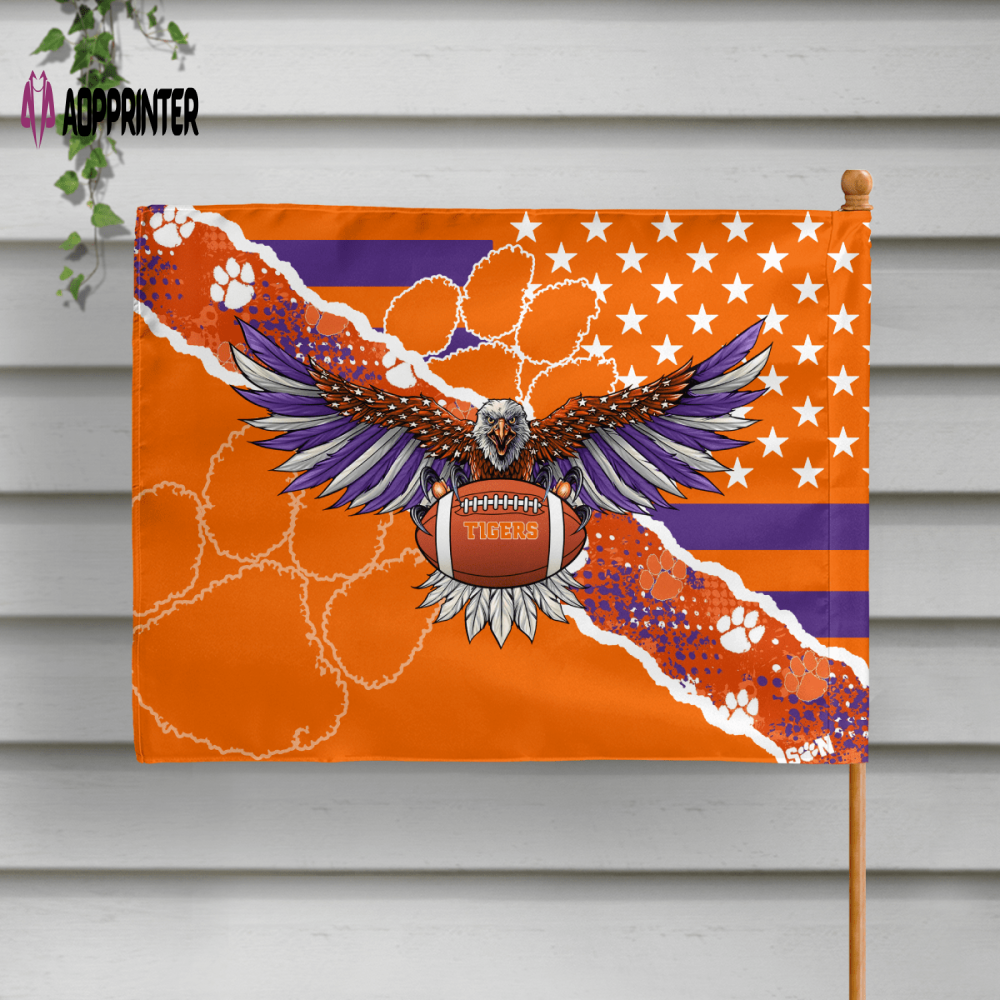 Clemson Tigers American Landscape House Flag Clemson Tigers American Landscape House Flag