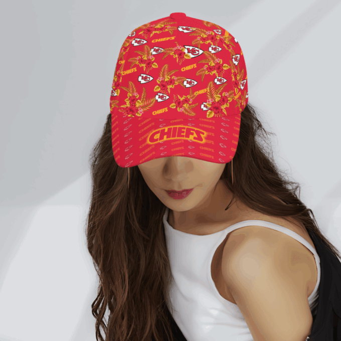 Kansas City Chiefs Floral Hawaiian Adjustable Baseball Classic Cap Men Hat