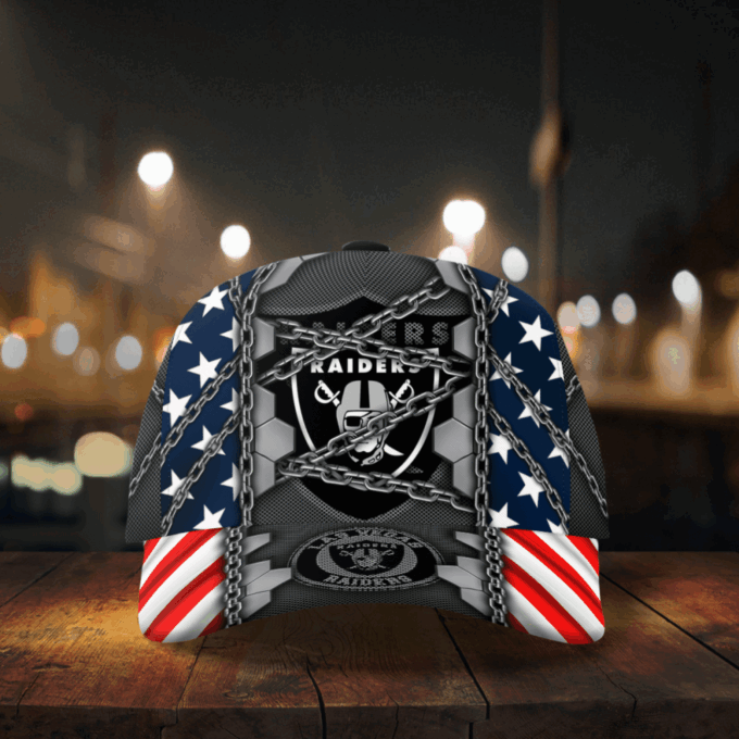 Las Vegas Raiders Stars & Stripes Chain Printed Baseball Classic Baseball Classic Cap Men Hat Men Hat