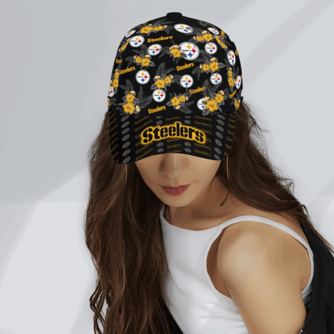 Pittsburgh Steelers Floral Hawaiian Adjustable Baseball Classic Baseball Classic Cap Men Hat Men Hat