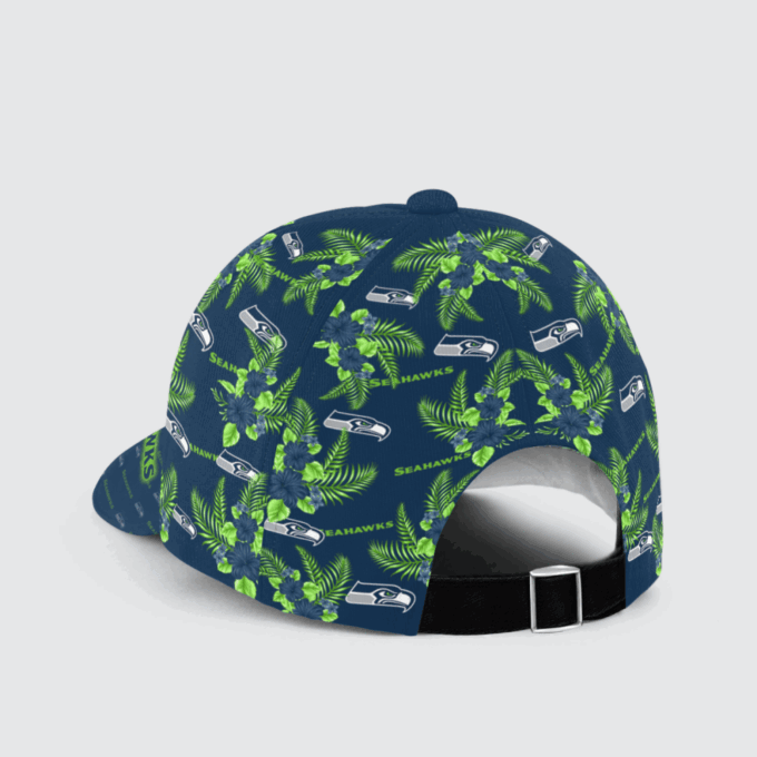 Seattle Seahawks Floral Hawaiian Adjustable Baseball Classic Cap Men Hat