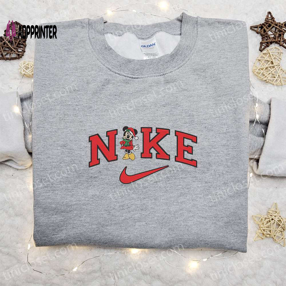 Minnie Mouse Christmas x Nike Cartoon Hoodie: Disney Characters Embroidered Shirt Ideal Family Gift Minnie Mouse Christmas x Nike Cartoon Hoodie: Disney Characters Embroidered Shirt Ideal Family Gift