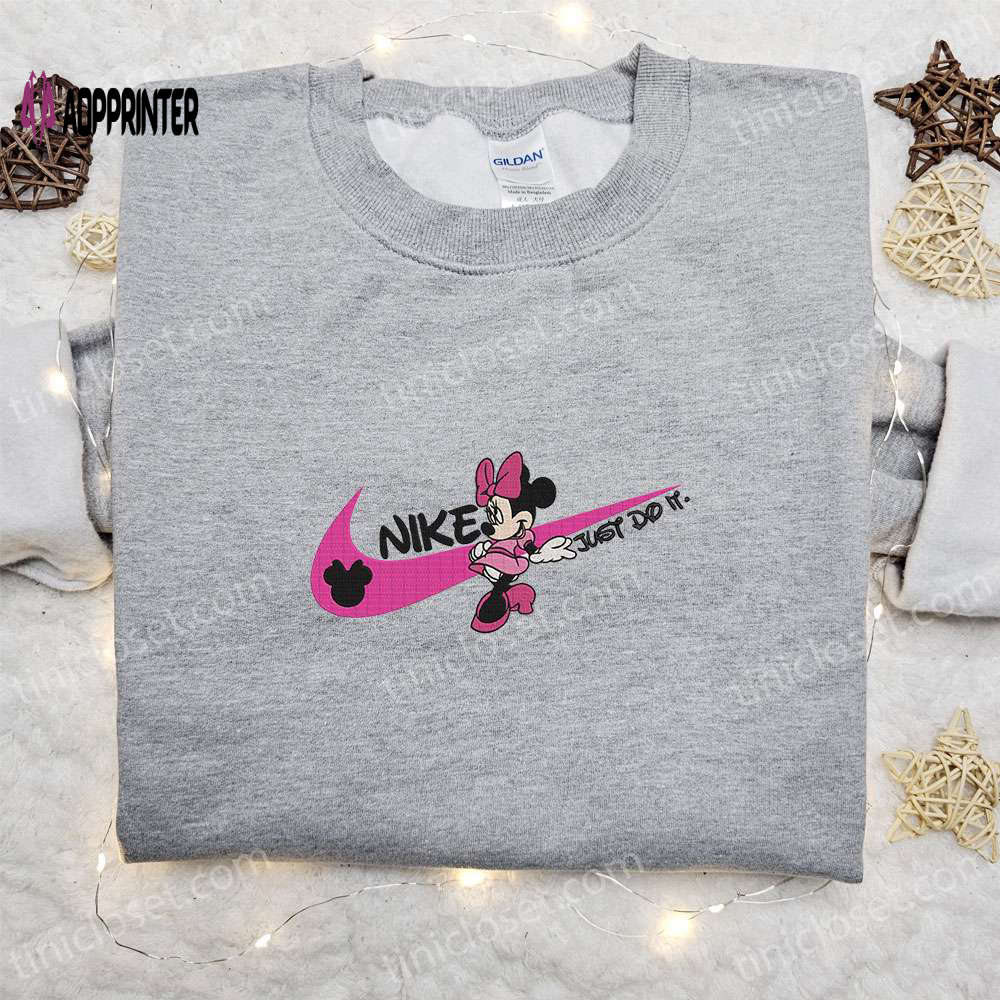 Minnie Mouse x Nike Cartoon Embroidered Hoodie: Best Disney Characters Shirt Perfect Family Gift Minnie Mouse x Nike Cartoon Embroidered Hoodie: Best Disney Characters Shirt Perfect Family Gift