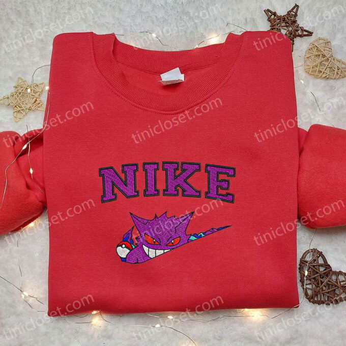 Nike x Gengar Anime Embroidered Sweatshirt: Pokemon Shirt Perfect Family Gift