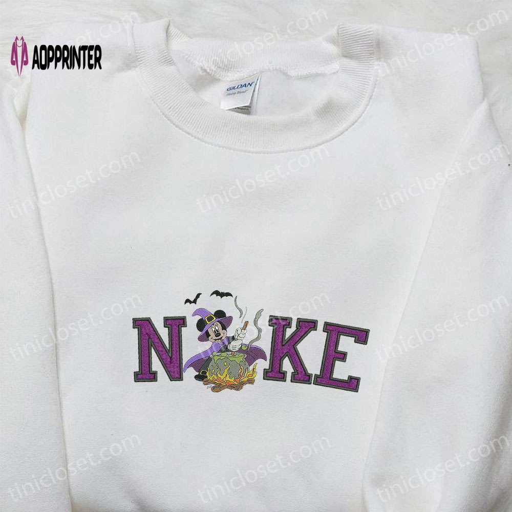 Nike x Mickey Witch Embroidered Shirt & Disney Halloween Hoodie: Spooky Nike Inspired Sweatshirt Nike x Mickey Witch Embroidered Shirt & Disney Halloween Hoodie: Spooky Nike Inspired Sweatshirt