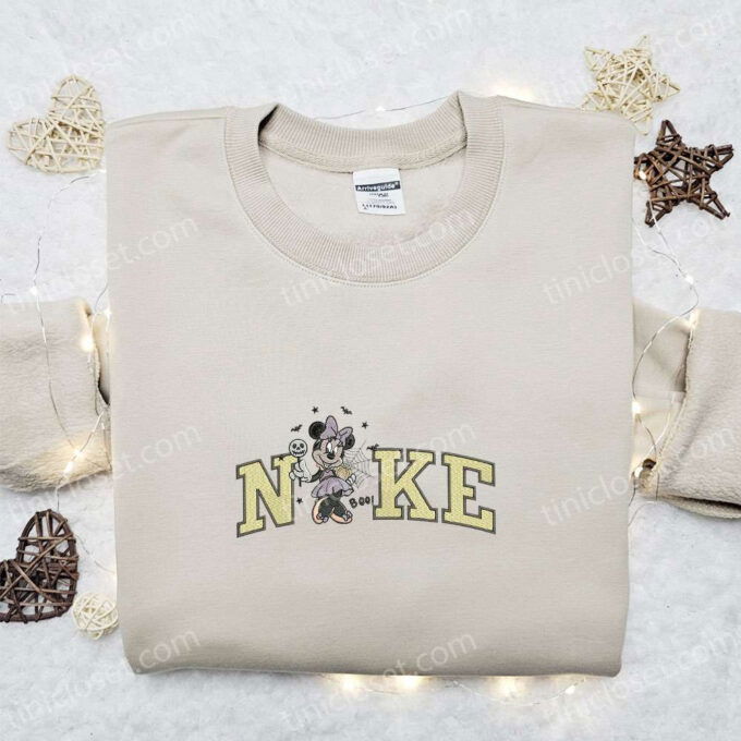 Spooky Fun: Nike x Minnie Halloween Embroidered Shirt Disney Hoodie & Cute Sweatshirt