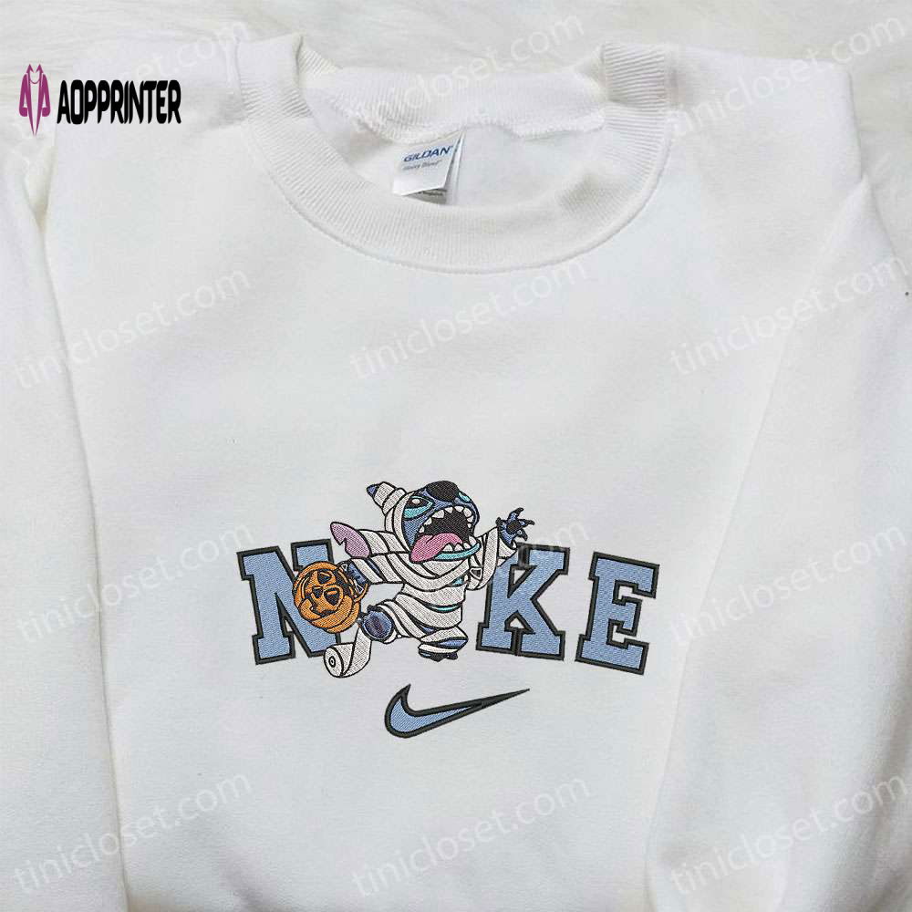 Disney Halloween Embroidered Hoodie Nike x Mummy Stitch T-shirt Nike Inspired Sweatshirt Disney Halloween Embroidered Hoodie Nike x Mummy Stitch T-shirt Nike Inspired Sweatshirt