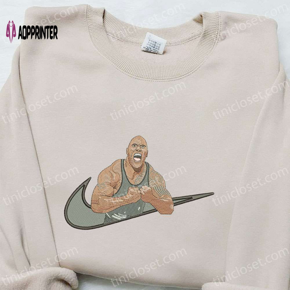 The Rock x Swoosh Celebrity Hoodie: Nike Inspired Embroidered Shirt Perfect Family Gift The Rock x Swoosh Celebrity Hoodie: Nike Inspired Embroidered Shirt Perfect Family Gift