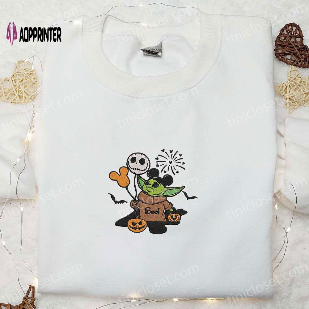 Baby Yoda Boo Jack Skellington Mickey Pumpkin Embroidered Sweatshirt: Halloween Movie Hoodie Baby Yoda Boo Jack Skellington Mickey Pumpkin Embroidered Sweatshirt: Halloween Movie Hoodie