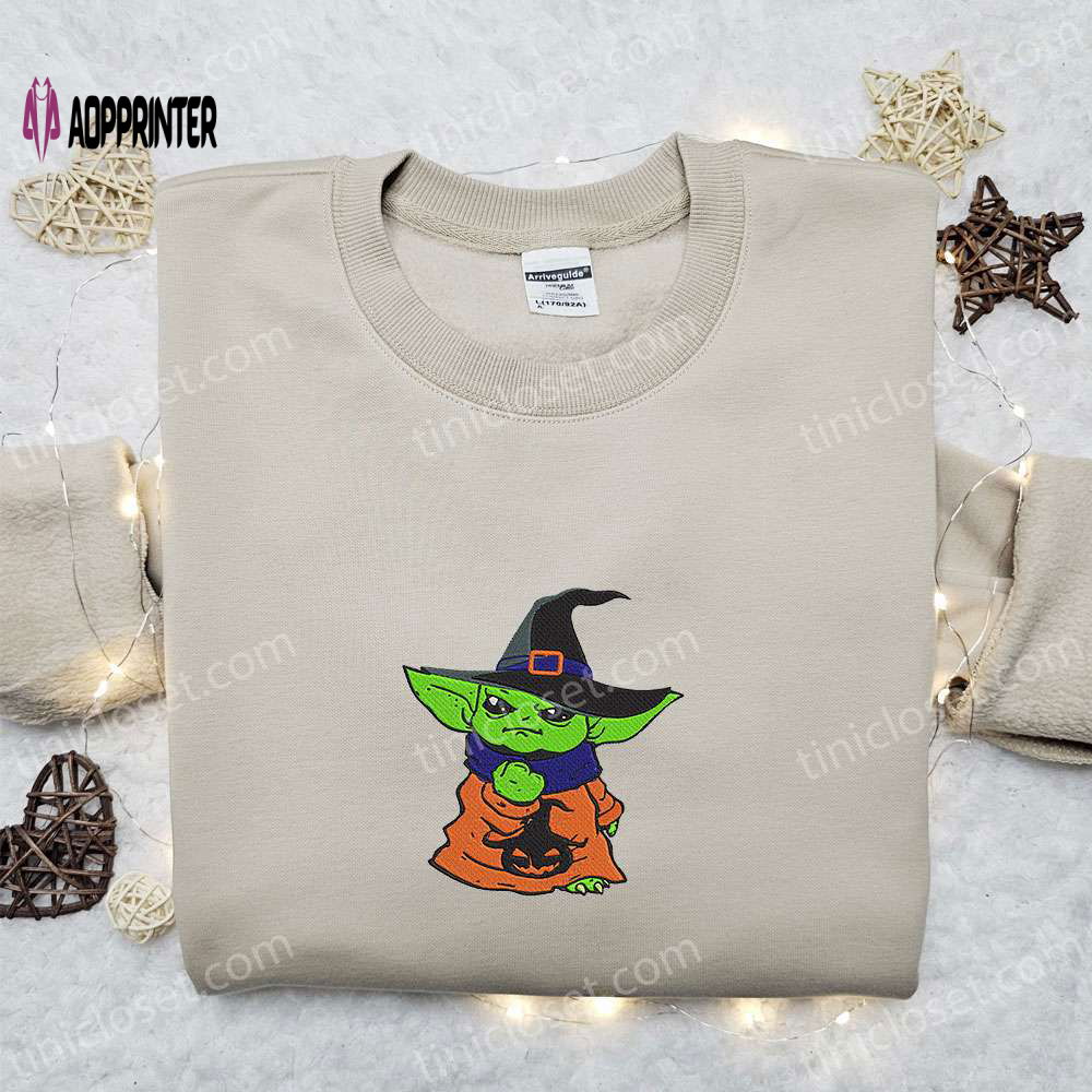 Adorable Baby Yoda Embroidered Sweatshirt – Movie Hoodie & Halloween Shirt Adorable Baby Yoda Embroidered Sweatshirt – Movie Hoodie & Halloween Shirt