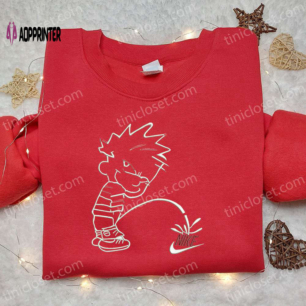 Calvin Peeing On Nike Logo Embroidered Shirt & Hoodie – Best Nike Inspired Gift Ideas Calvin Peeing On Nike Logo Embroidered Shirt & Hoodie – Best Nike Inspired Gift Ideas
