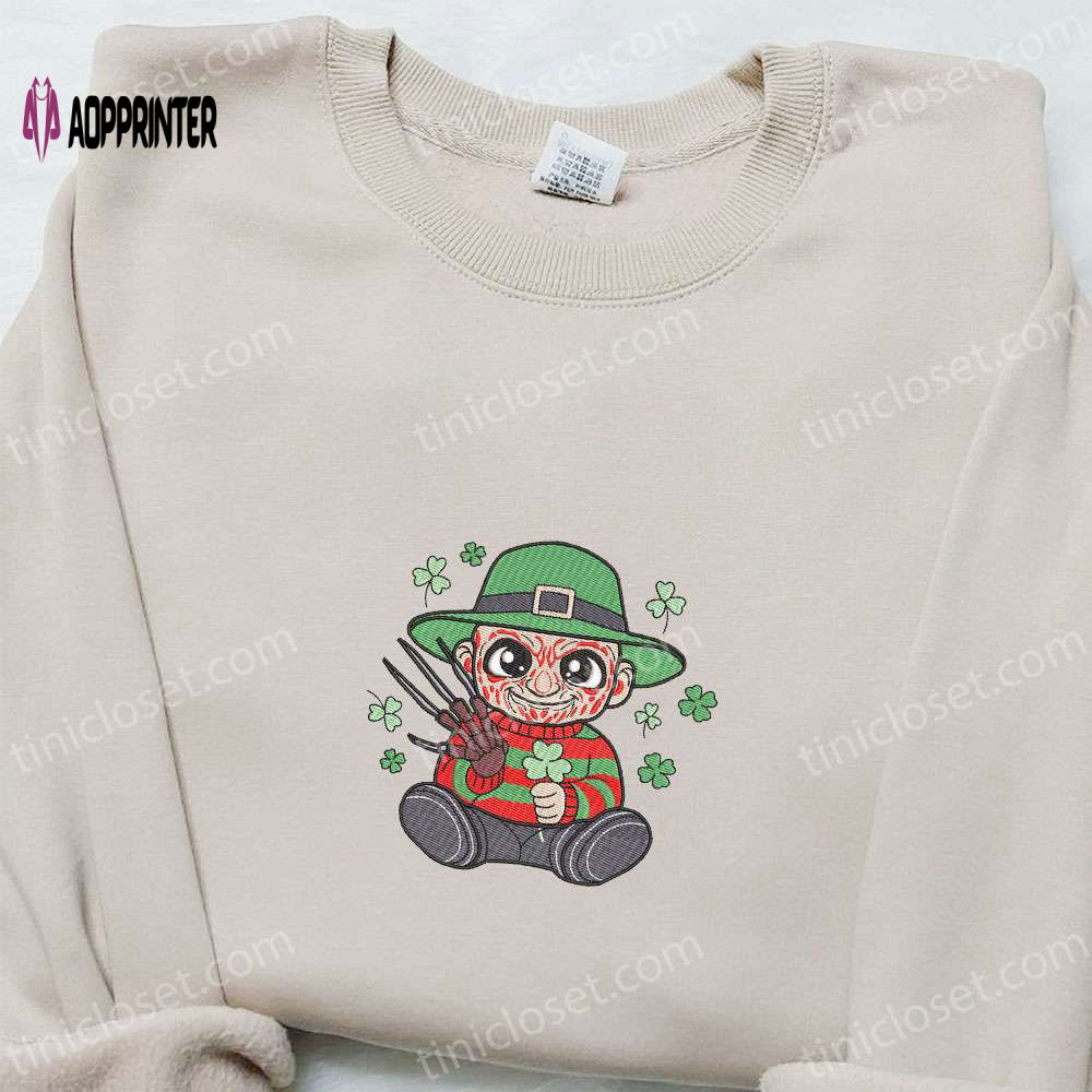 Chibi Freddie Krueger Shamrock Embroidered Shirt & Hoodie: Best St Patrick s Day Gift Ideas Chibi Freddie Krueger Shamrock Embroidered Shirt & Hoodie: Best St Patrick s Day Gift Ideas
