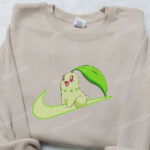 Chikorita x Nike Swoosh Anime Embroidered Hoodie Pokemon & Nike Inspired Shirts