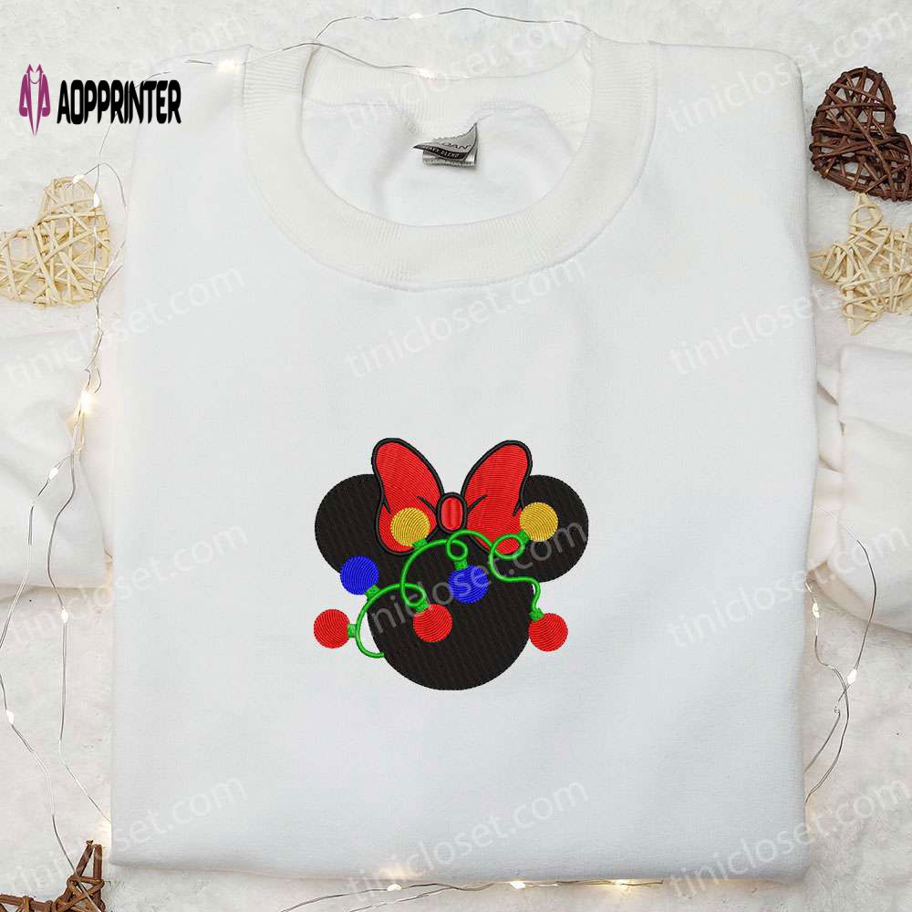 Disney Christmas Minnie Head Tangled Lights Embroidered T-shirt & Sweatshirt – Best Gift Ideas Disney Christmas Minnie Head Tangled Lights Embroidered T-shirt & Sweatshirt – Best Gift Ideas