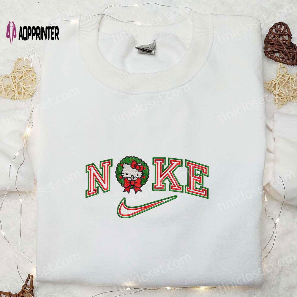 Hello Kitty Christmas Wreath Shirt – Festive Embroidered Top for the Holidays Hello Kitty Christmas Wreath Shirt – Festive Embroidered Top for the Holidays