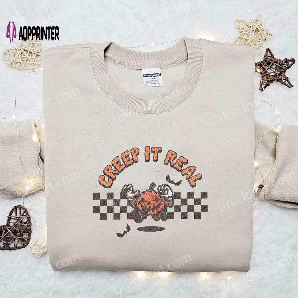 Creep It Real Pumpkin Embroidered Shirt: Best Halloween Gift Ideas Creep It Real Pumpkin Embroidered Shirt: Best Halloween Gift Ideas