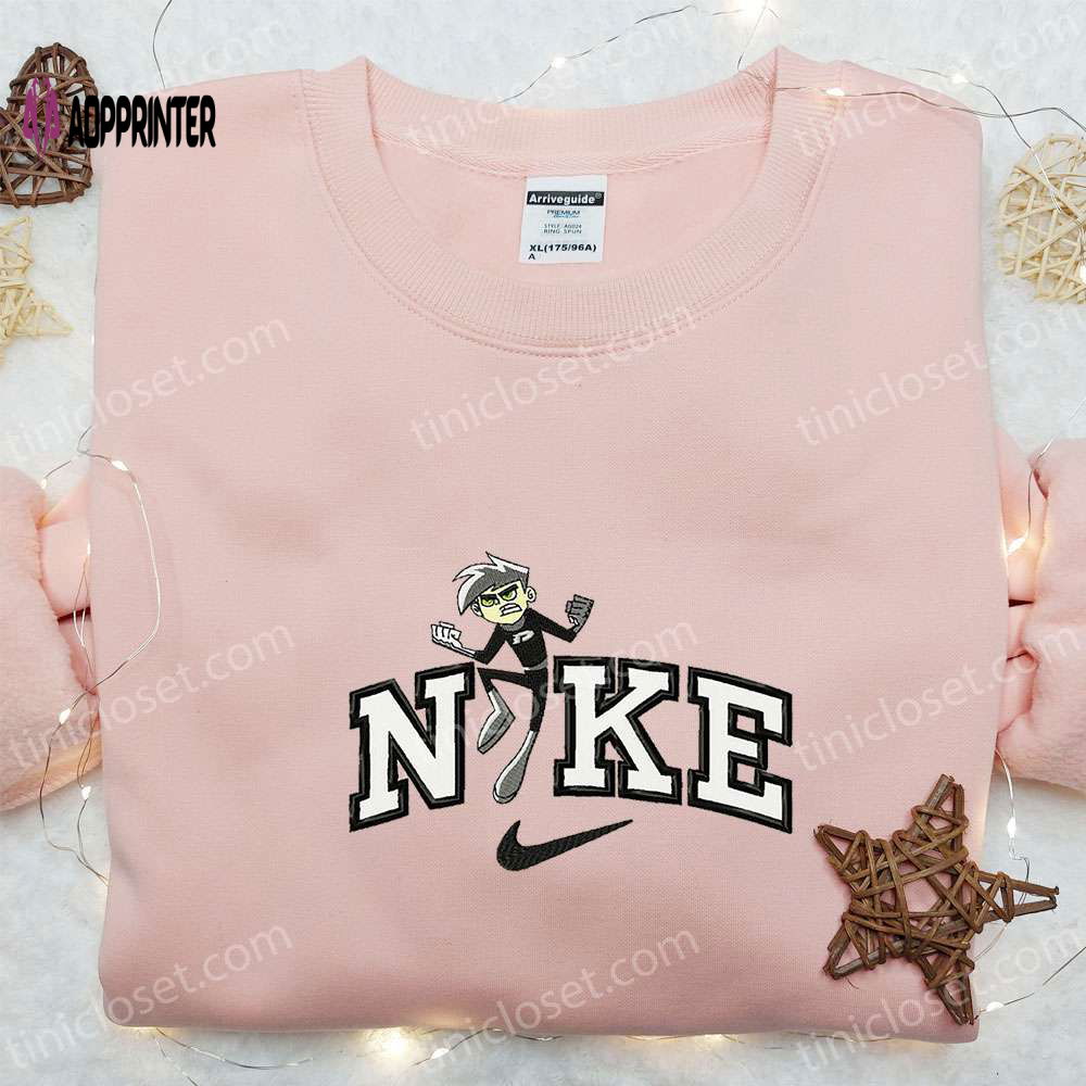 Danny Phantom x Nike Cartoon Embroidered Shirt: Stylish Nike Inspired Tee with Danny Phantom Design Danny Phantom x Nike Cartoon Embroidered Shirt: Stylish Nike Inspired Tee with Danny Phantom Design
