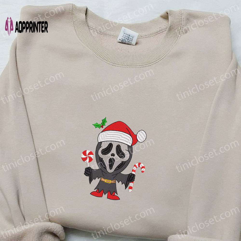 Spooky and Festive: Ghostface Xmas Embroidered Shirt Halloween Hoodie & Holiday Sweatshirt Spooky and Festive: Ghostface Xmas Embroidered Shirt Halloween Hoodie & Holiday Sweatshirt