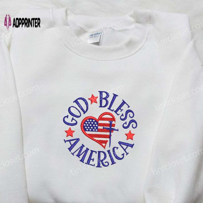 God Bless America Embroidered Shirt: Best Patriotic National Day Gift