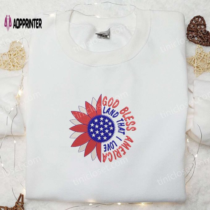 God Bless American Land Embroidered Shirt – Best Patriotic Shirts & National Day Gifts