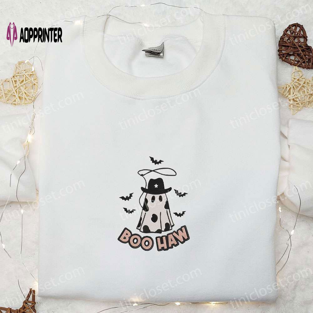 Halloween Boo Haw Ghost Embroidered Sweatshirt – Cool Shirts Perfect Gift for Halloween Lovers Halloween Boo Haw Ghost Embroidered Sweatshirt – Cool Shirts Perfect Gift for Halloween Lovers