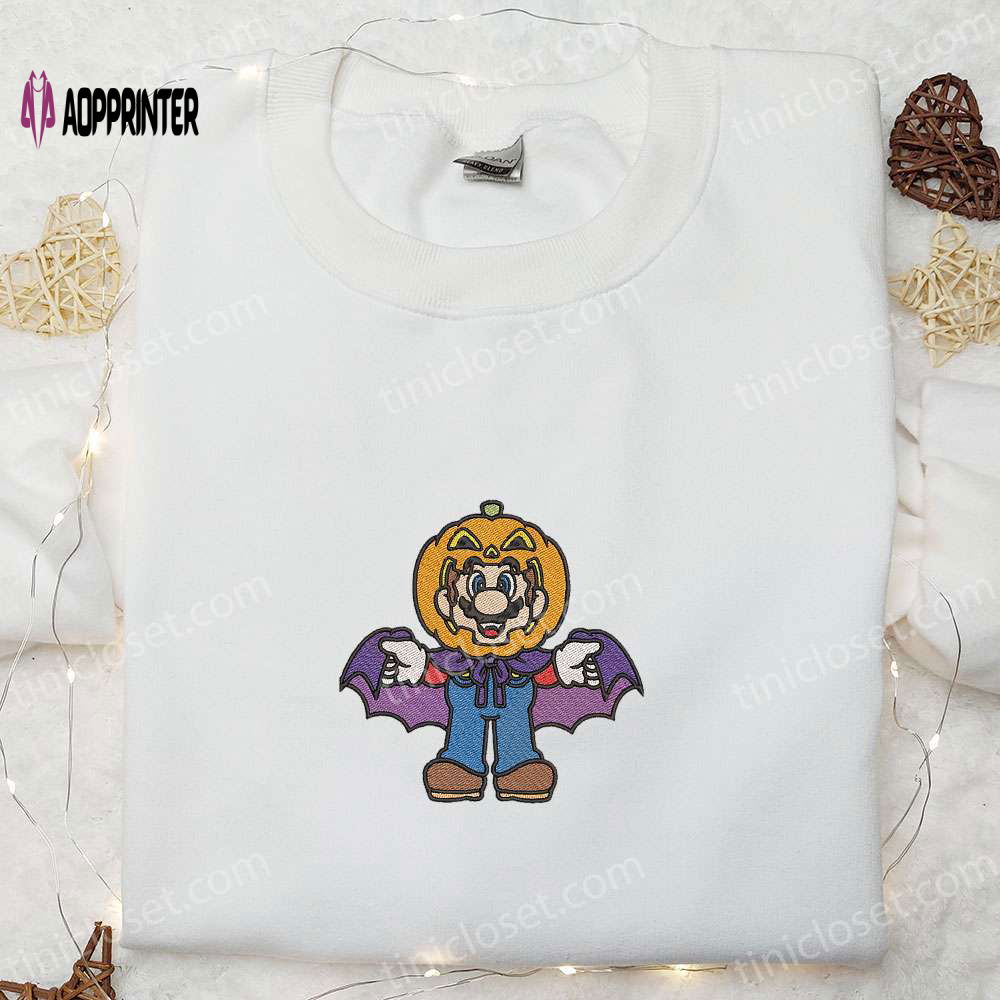 Halloween Mario Pumpkin Embroidered Shirt Hoodie & Sweatshirt: Funny Cute & Spooky Designs Halloween Mario Pumpkin Embroidered Shirt Hoodie & Sweatshirt: Funny Cute & Spooky Designs