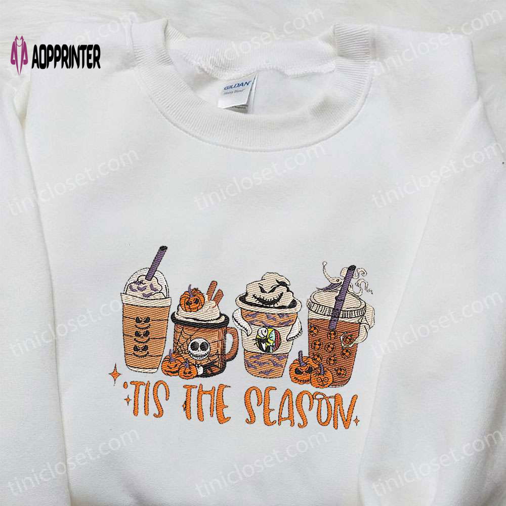 Halloween Fall Latte Embroidered Shirt: Vintage Gift for Family Halloween Fall Latte Embroidered Shirt: Vintage Gift for Family