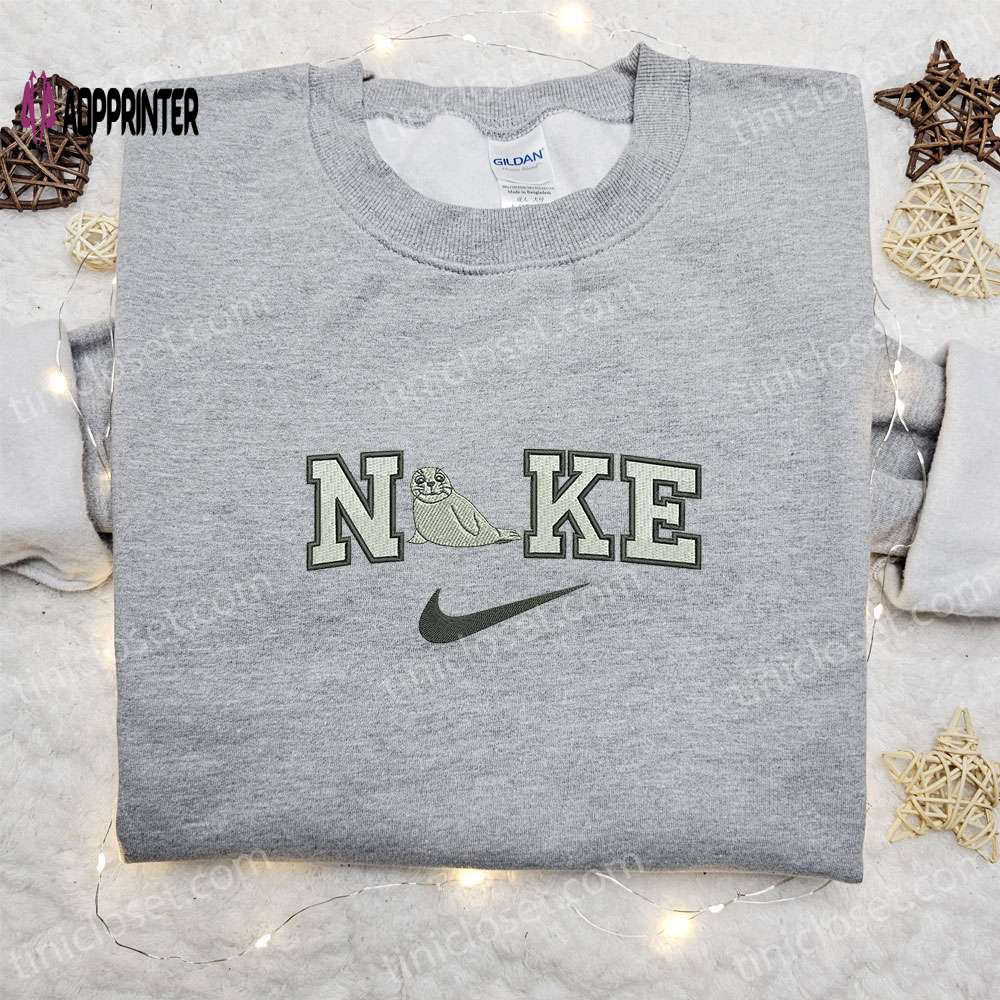 Harp Seal x Nike Animal Embroidered Shirt: Best Family Gift Nike Inspired Design Harp Seal x Nike Animal Embroidered Shirt: Best Family Gift Nike Inspired Design