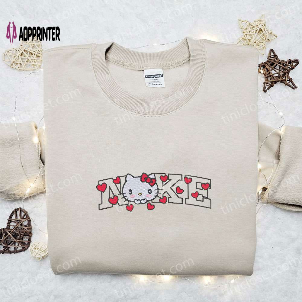 Valentine Hello Kitty Hearts x Nike Embroidered Shirt & Hoodie: Perfect Girlfriend Gift Valentine Hello Kitty Hearts x Nike Embroidered Shirt & Hoodie: Perfect Girlfriend Gift