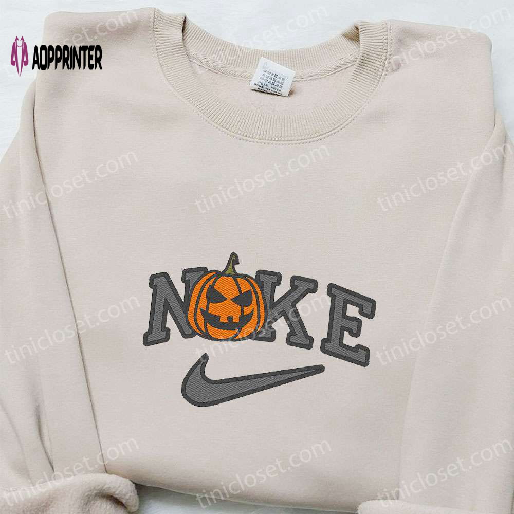 Spooky Style: Jack O Lantern x Nike Embroidered Shirt Halloween Hoodie & Inspired Sweatshirt Spooky Style: Jack O Lantern x Nike Embroidered Shirt Halloween Hoodie & Inspired Sweatshirt