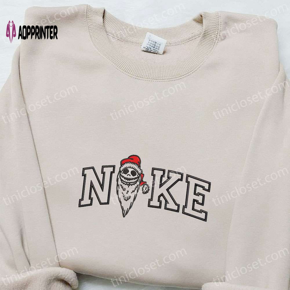 Jack Skellington Santa x Nike Embroidered Shirt & Hoodie: Best Christmas Gifts for Family Jack Skellington Santa x Nike Embroidered Shirt & Hoodie: Best Christmas Gifts for Family