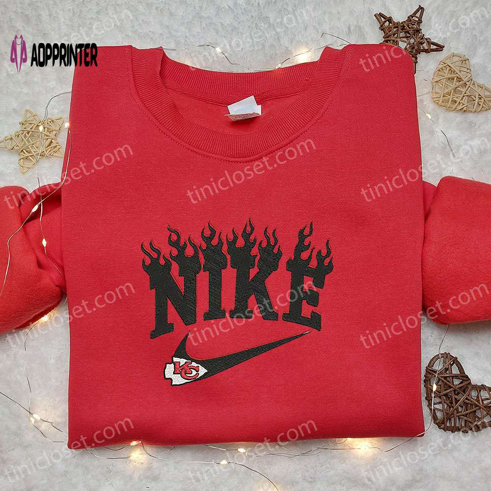 Kansas City Chiefs x Nike Flame Embroidered Shirt & Hoodie: Perfect NFL Sports Gift Ideas Kansas City Chiefs x Nike Flame Embroidered Shirt & Hoodie: Perfect NFL Sports Gift Ideas