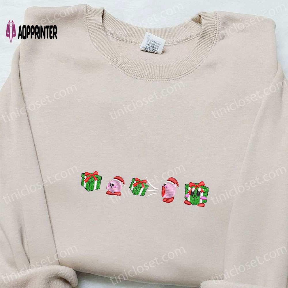 Kirby Christmas Embroidered Shirt Hoodie & Sweatshirt Festive Game Character Apparel Kirby Christmas Embroidered Shirt Hoodie & Sweatshirt Festive Game Character Apparel