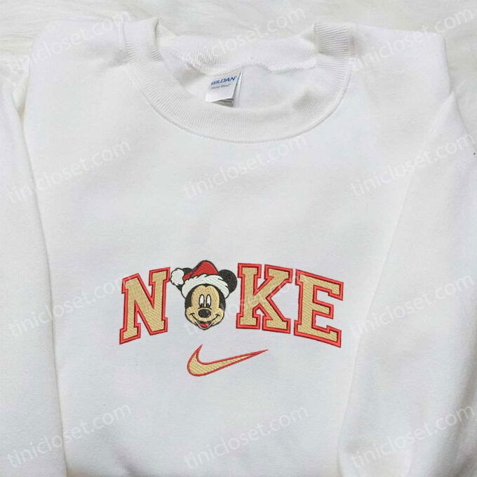 Mickey Head Santa Hat x Nike Embroidered Shirt & Disney Characters Hoodie: Festive Christmas Apparel