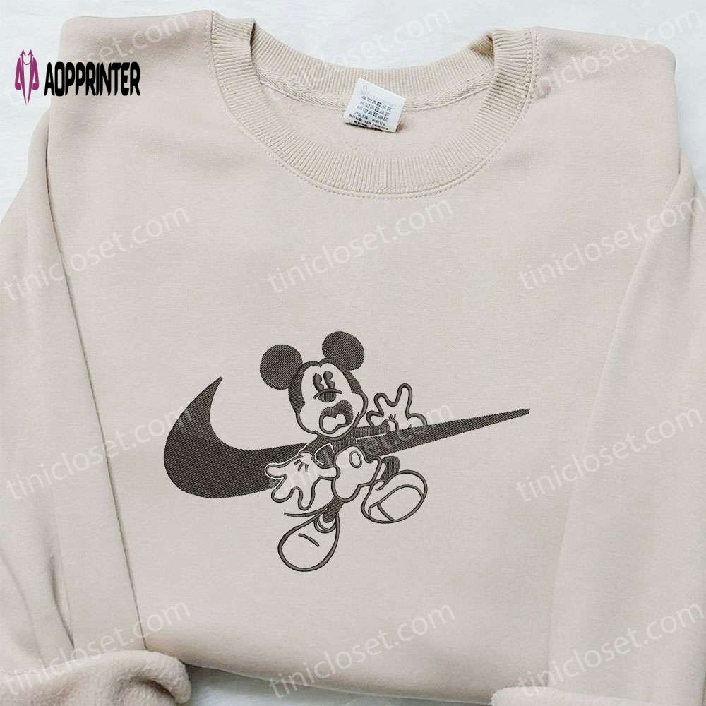 Mickey Mouse x Swoosh Embroidered Shirt: Halloween & Disney Characters – Best Family Gift! Mickey Mouse x Swoosh Embroidered Shirt: Halloween & Disney Characters – Best Family Gift!