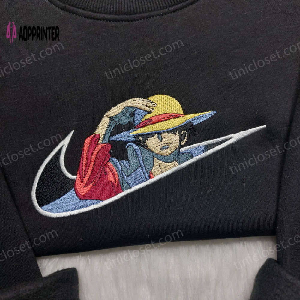 Monkey D Luffy Embroidered Shirt One Piece Hoodie Custom Nike Swoosh Sweatshirt: Unique Anime-Inspired Apparel Monkey D Luffy Embroidered Shirt One Piece Hoodie Custom Nike Swoosh Sweatshirt: Unique Anime-Inspired Apparel