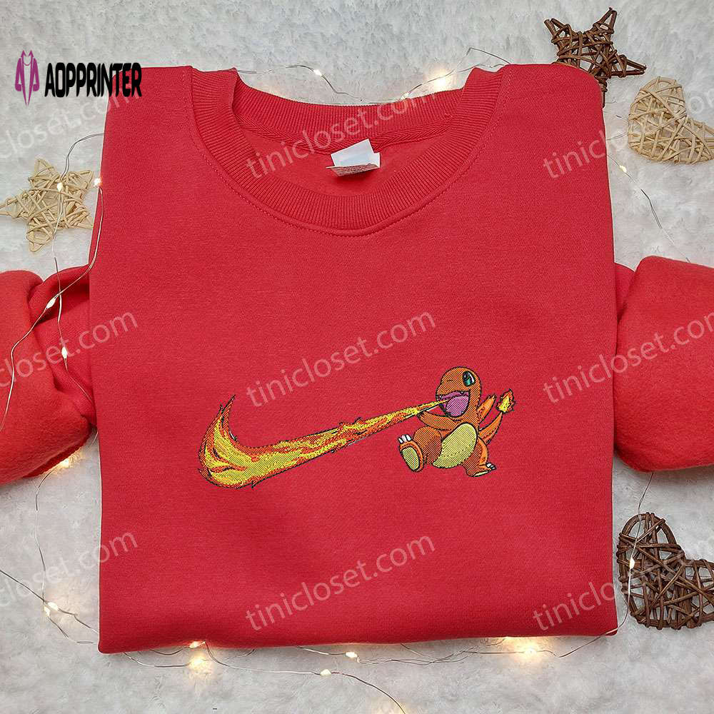 Nike x Charmander Swoosh Embroidered Shirt – Custom Pokemon Tee Nike x Charmander Swoosh Embroidered Shirt – Custom Pokemon Tee