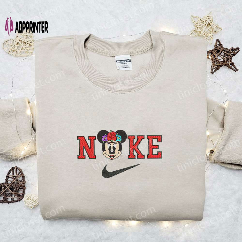 Disney Nike Christmas Sweatshirt: Minnie Rose Flower Cartoon Embroidered Shirt Perfect Gift Idea Disney Nike Christmas Sweatshirt: Minnie Rose Flower Cartoon Embroidered Shirt Perfect Gift Idea