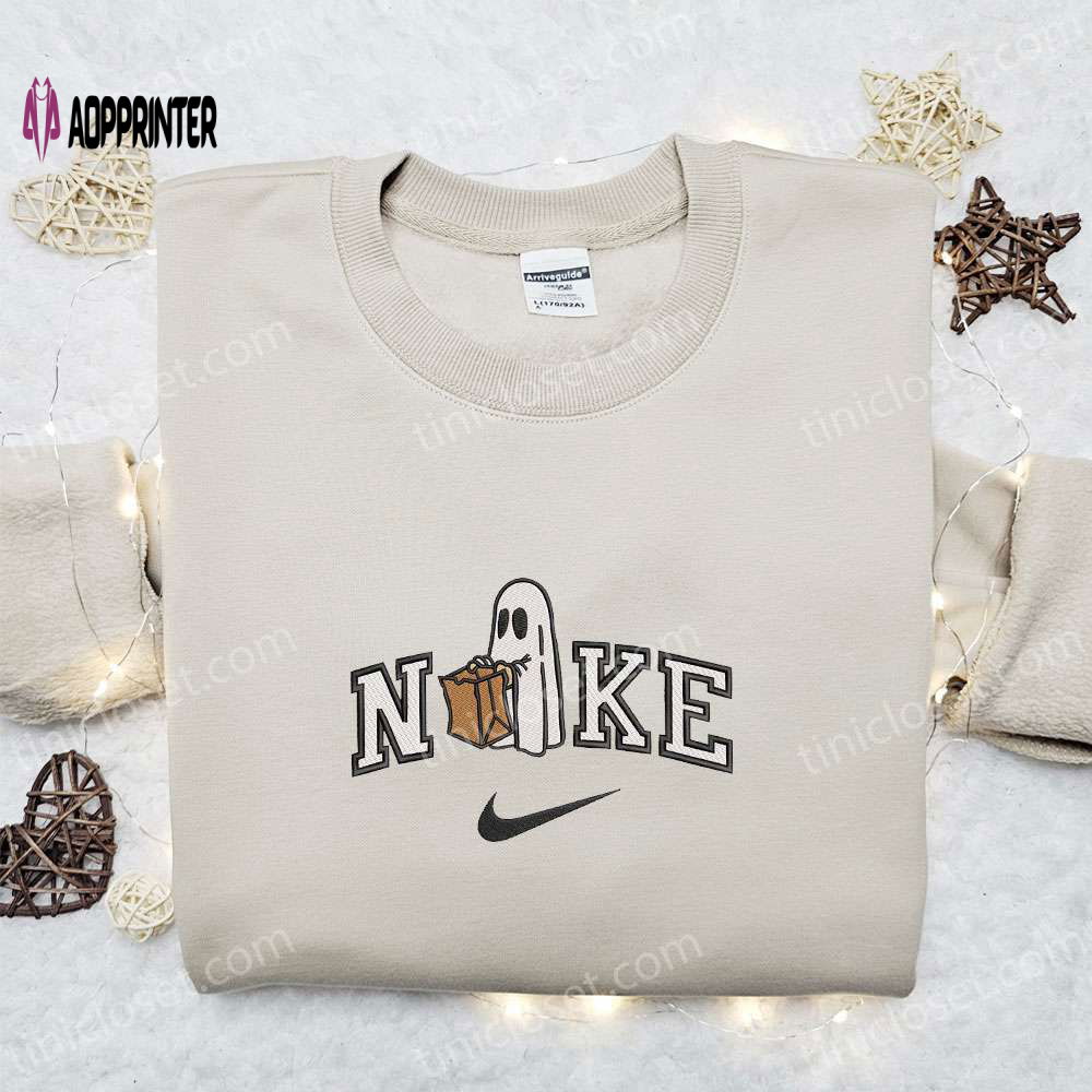 Nike x Ghost Brown Bag Embroidered Sweatshirt Spooky Hoodie & T-shirt: Unique Nike Inspired Apparel Nike x Ghost Brown Bag Embroidered Sweatshirt Spooky Hoodie & T-shirt: Unique Nike Inspired Apparel