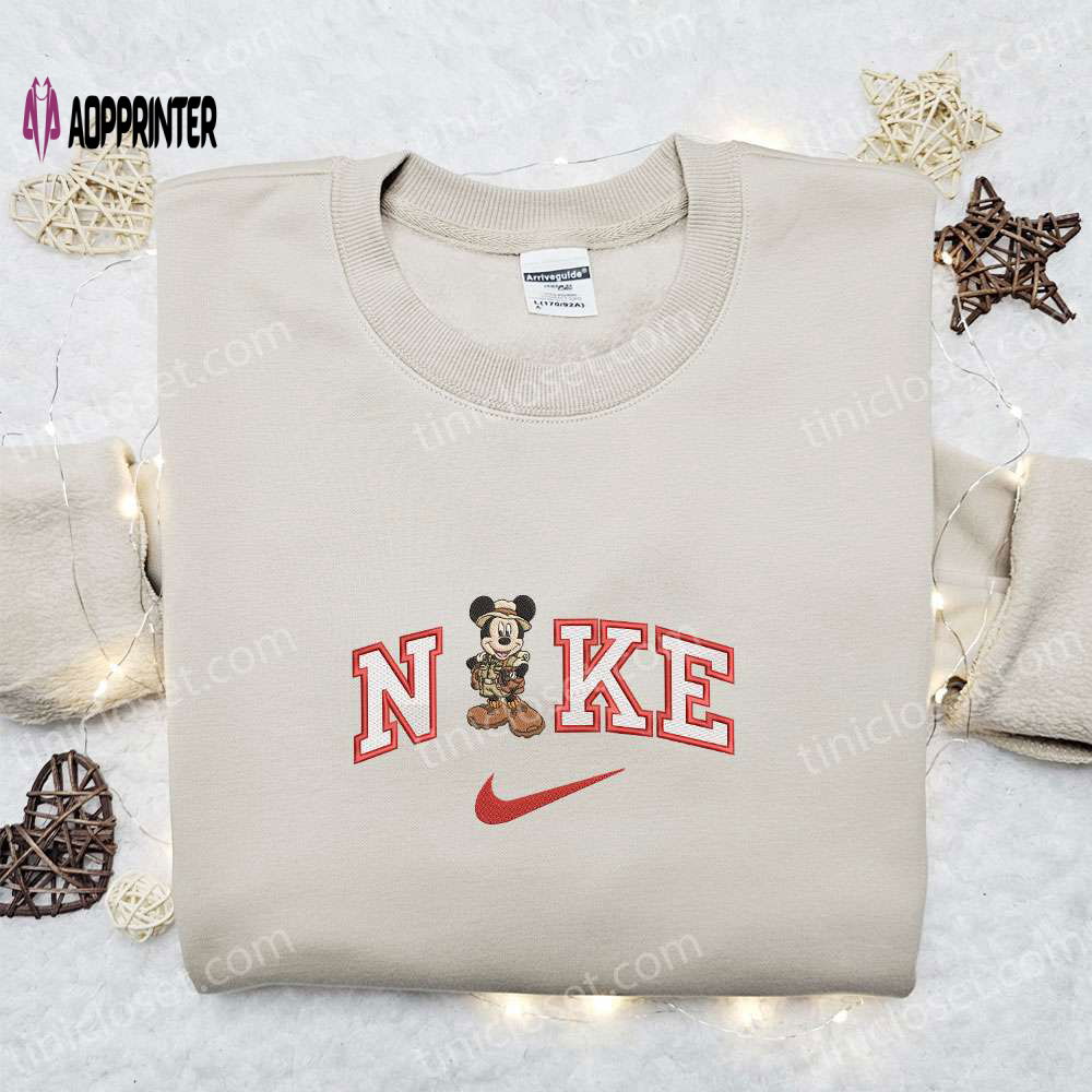 Nike x Safari Mickey Sweatshirt: Disney Characters Embroidered Shirt – Unique Nike Inspired Design Nike x Safari Mickey Sweatshirt: Disney Characters Embroidered Shirt – Unique Nike Inspired Design