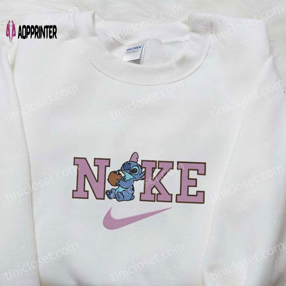 Nike x Stitch Coconut Embroidered Sweatshirt & Hoodie: Lilo and Stitch Inspired Nike Inspired T-Shirt Nike x Stitch Coconut Embroidered Sweatshirt & Hoodie: Lilo and Stitch Inspired Nike Inspired T-Shirt